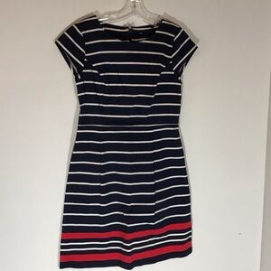 Tommy Hilfiger Women’s Navy Striped Dress with Red Accent Size 6